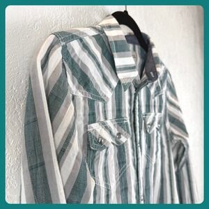 Cody James Kids Pearl Snap Western Shirt Long Sleeve Striped‎ Snap Button Size L